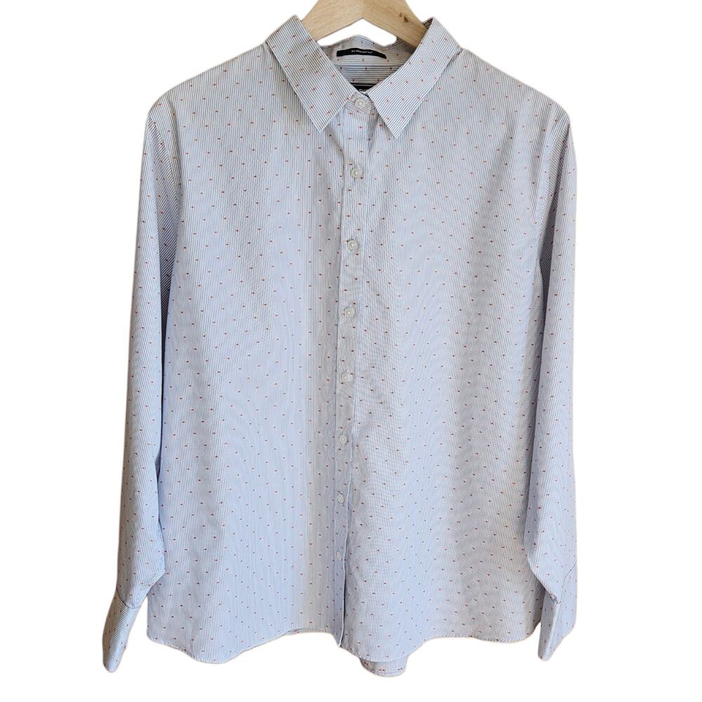 Lands' End Women’s No Iron Supima Cotton Striped Dot Button Down Shirt 18P